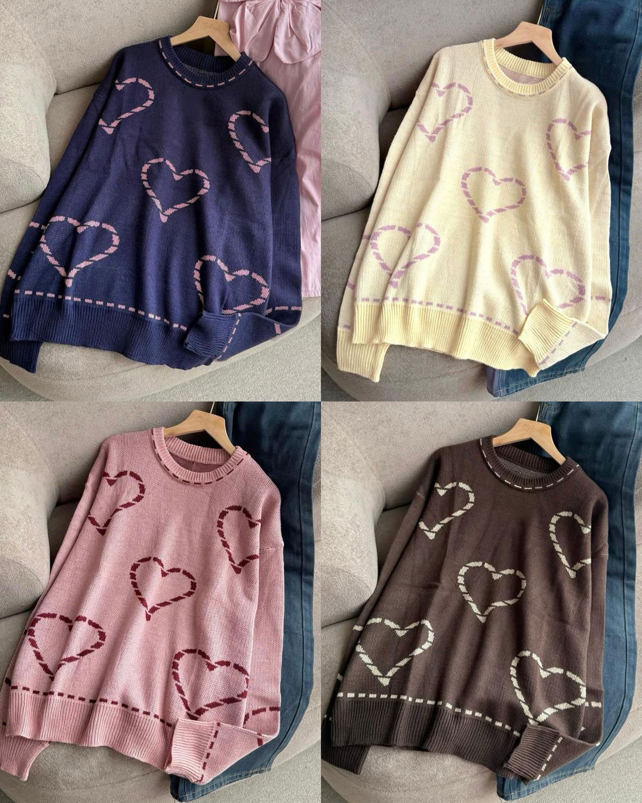 Sweater Rajut Motif Hati