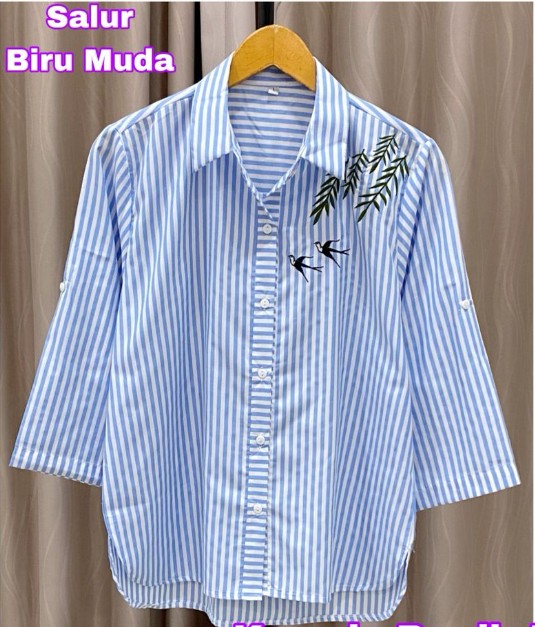 Kemeja Salur Bordir Burung